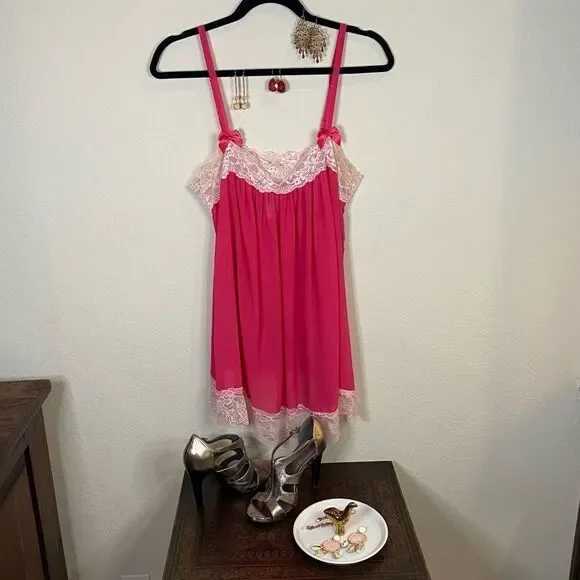 In Bloom by Jonquil Pink Chemise Sz L - Picture 7 of 14